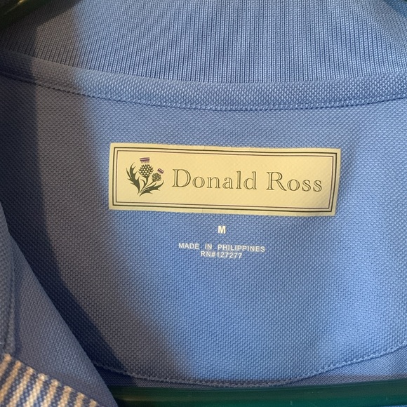 Donald Ross Polo Shirt Mens Medium Blue Turtle Creek Club Performance Golf Dress - Picture 2 of 4
